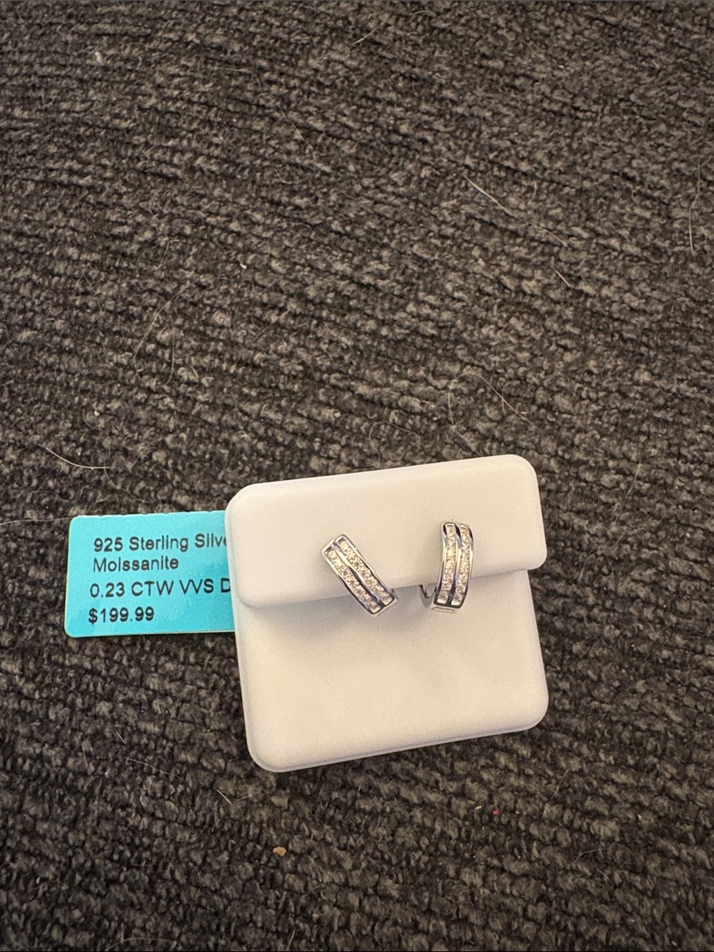 Sterling Silver Molssanite Hoop Accent Earrings in White